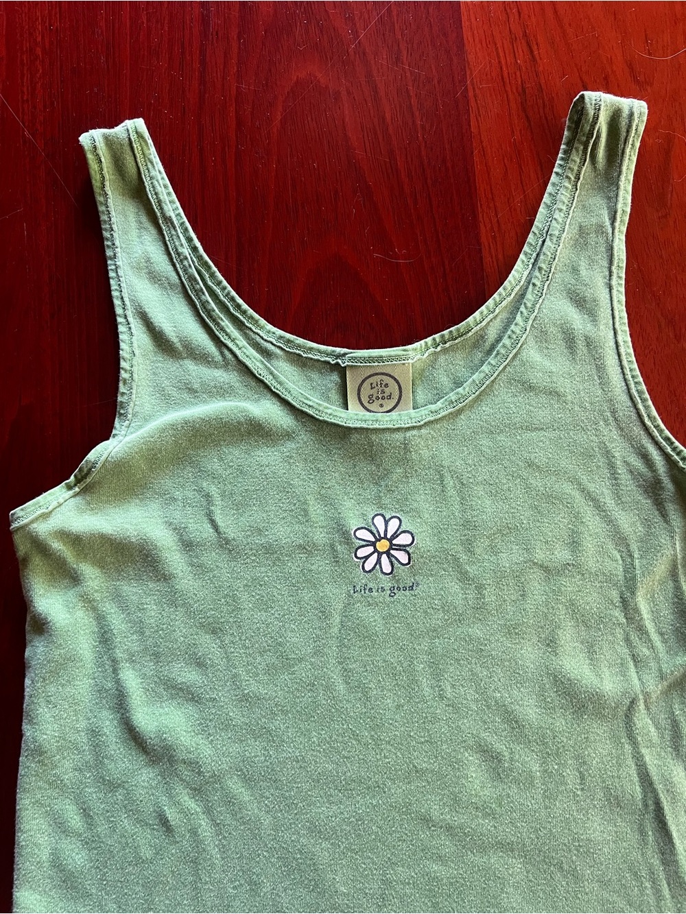 Life is Good Green Daisy Graphic Tank Top | Women’s XL